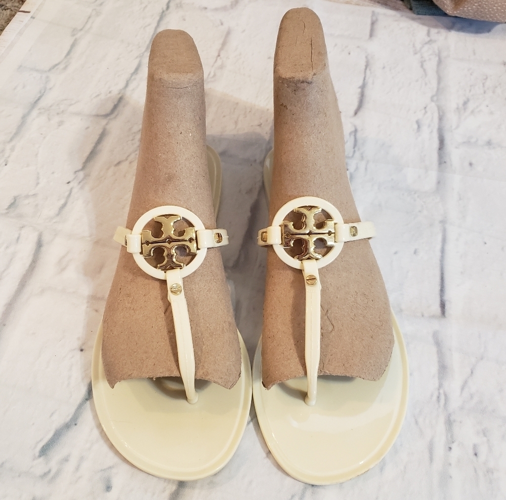 Tory Burch Miller Jelly Sandals Cream Size 7